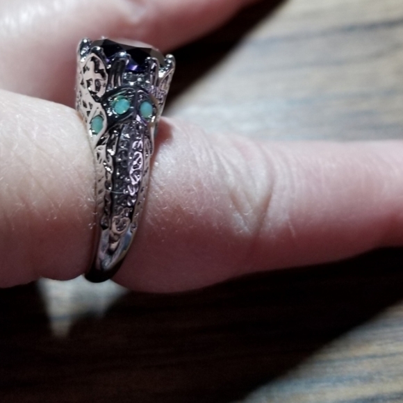 2XHOST PICK. PURPLE & TEAL GREEN GEMSTONE RING IN A .925 STERLING SILVER SETTING - Picture 13 of 14